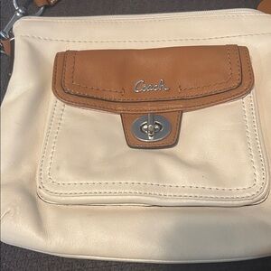 Coach Cream and Brown Crossbody Bag
